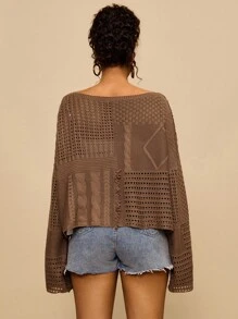 Travachic Áo len chui đầu dệt kim rộng rãi cho nữ - Màu Khaki - Xem 2