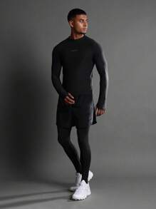 SUMWON Camiseta de entrenamiento de manga larga de alto rendimiento atlético con agujeros para los pulgares, ajuste de compresión, tela transpirable que absorbe la humedad para correr, ejercicio y fitness