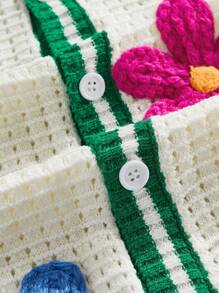 ROMWE MEN Street Life Men's Vacation Floral Decor Contrast Trim Short Sleeve Cardigan