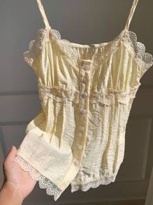 Comfortcana Women Summer Casual Yellow Camisole Cotton