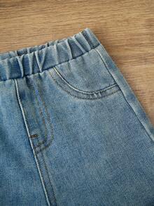 SHEIN Baby Mädchen Sommer Set aus süßem Blumen Strick Cami-Top und Denim Shorts mit elastischem Bund