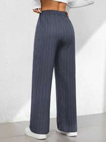 SHEIN PETITE 夏季休闲纹理阔腿七分裤