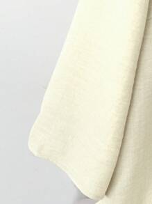 EMERY ROSE Bộ đồ đi làm thường ngày 2 món áo tay dài 3/4 cổ chữ V đính nút dừa cho nữ + quần ống đứng màu trơn - Màu be - Xem 4