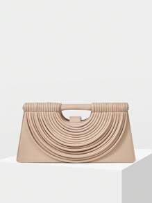 MOTF PREMIUM PU LEATHER DRAPED TOP HANDLE BAG - Khaki - View 2
