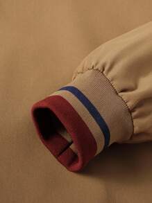 Manfinity Homme Men's Solid Color Long Sleeve Stand Collar Zip Front Casual Jacket Men Zip Up Jacket Brown Jacket Men Mens Mocha Bomber Jacket Mens Casual Jacket Mens Bomber Jacket Mens Brown Bomber Jacket Mens Fall Jacket Mens Light Brown Jacket, Men's Brown Jacket, Tan Jacket Men, Mens Bomber Jackets - Khaki - View 5