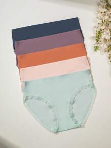 SHEIN 5件套女士蕾丝拼布比基尼内裤 - 彩色 - 查看 3