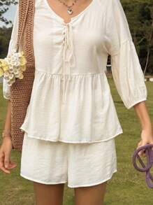 Jouncy Conjunto de Camisas Minimalistas de Cor Clara para Mulheres, Roupa Casual Adequada para a Temporada de Volta às Aulas - Multicolorido - Visão 6