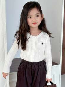 Dazy Kids Young Girl Fall Clothes, Girls Animal Embroidery Long Sleeve Sweater - White - View 7