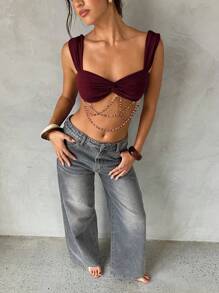 Aloruh 女士扭结波西米亚链条装饰吊带背心