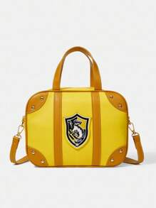 HARRY POTTER X SHEIN 女士撞色徽标贴片时尚单肩包