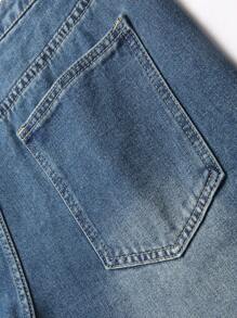 Chillumni 男士夏季休闲牛仔短裤，猫须纹、海洋效果和星星印花，青春时尚 - 藍色 - 查看 8