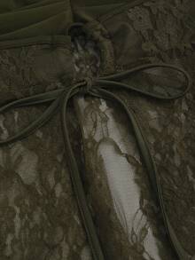 EgrlEra Women's Strapless Lace Top Y2K - Army Green - View 3