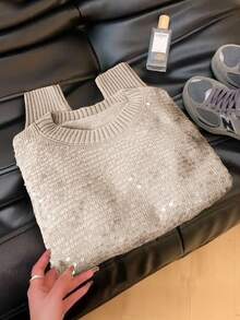 Plus Size Casual All-Match Versatile Loose Fit Crew Neck Long Sleeve Sweater Fall Winter Cloth For Women Autumn - Apricot - View 1