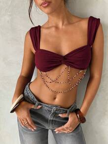 Aloruh 女士扭结波西米亚链条装饰吊带背心