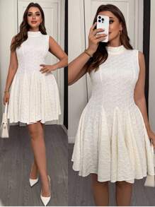 SHEIN Clasi Women Plus Size French Elegant Sleeveless Summer Dress - Apricot - View 1