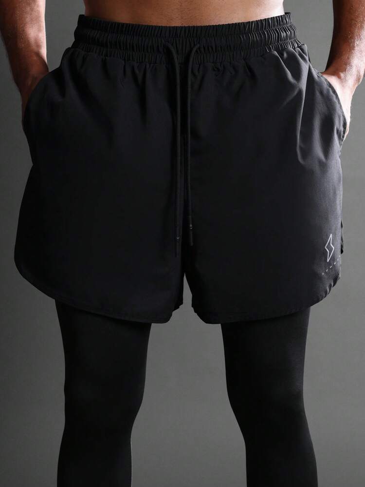 Lightweight Performance Shorts With Curved Hem And Reflective Logo