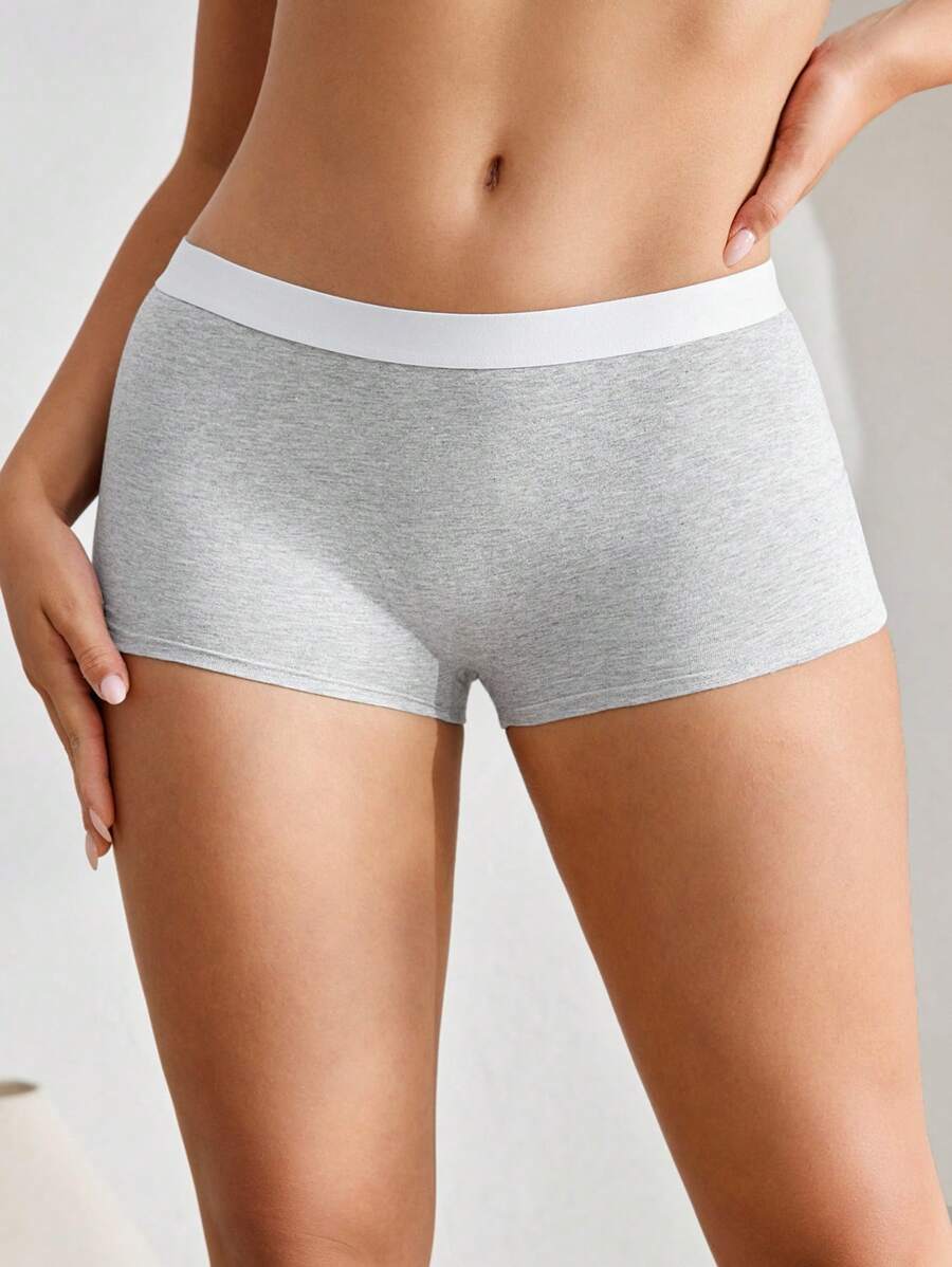 Ocili Women's Comfortable Minimalist Contrast Color Casual Briefs - Light Grey - View 1