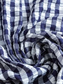 EMERY ROSE Plaid Sleeveless Plus Size Dress, Summer - Navy Blue - View 4