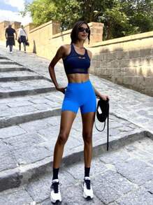 Innovista 印花女式无缝扎染运动二合一网球裙内置短裤效果印花提臀运动复古健身短裙弹力健身裤运动服透气秋季运动迷你紧身Y2K风格日常休闲运动服办公健身塑身衣HIIT训练舒适运动有氧运动桨板匹克球高尔夫交叉健身健康TT病毒式IG Reels节日准备实用时尚，蓝色调印花 - 藍色 - 查看 7