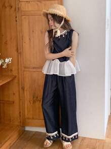 Hapijoa Tween Girls Daily Casual Denim Set - Blue - View 3