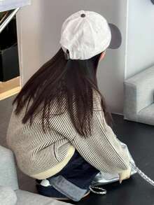 DAZY Suéter de cuello redondo a rayas para niñas pequeñas, ropa de otoño - Albaricoque - Ver 4