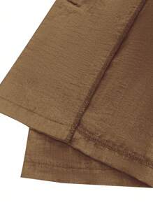 GlowEve CURVE Áo khoác mỏng tay ngắn cỡ lớn cho nữ có túi trang trí, thoải mái, giản dị, thích hợp mặc đi làm hàng ngày và mặc hàng ngày - Màu Khaki - Xem 6