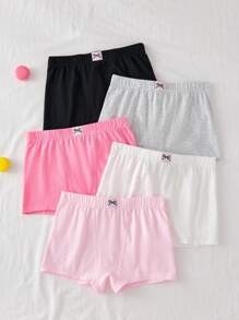 5 chiếc/gói Quần lót cotton dáng rộng, màu trơn, có nơ, kiểu hipster dành cho thiếu nữ, mùa thu đông - Nhiều màu - Xem 3