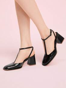 CUCCOO DOLLMOD Women's Fashion Black Cute Round Toe Daily Versatile High Heel Sandals - Black - View 4