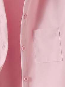 2 件套年轻女孩度假休闲舒适长袖衬衫和无袖紧身裤套装 - 粉色 - 查看 6