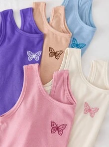 5件套女童简约优雅甜美蝴蝶刺绣舒适汗衫 - 彩色 - 查看 9