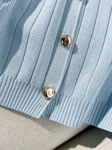 Franclia 新款夏季法式宽松罗纹修身休闲通勤女式针织开衫针织毛衣休闲穿搭春季大学服装