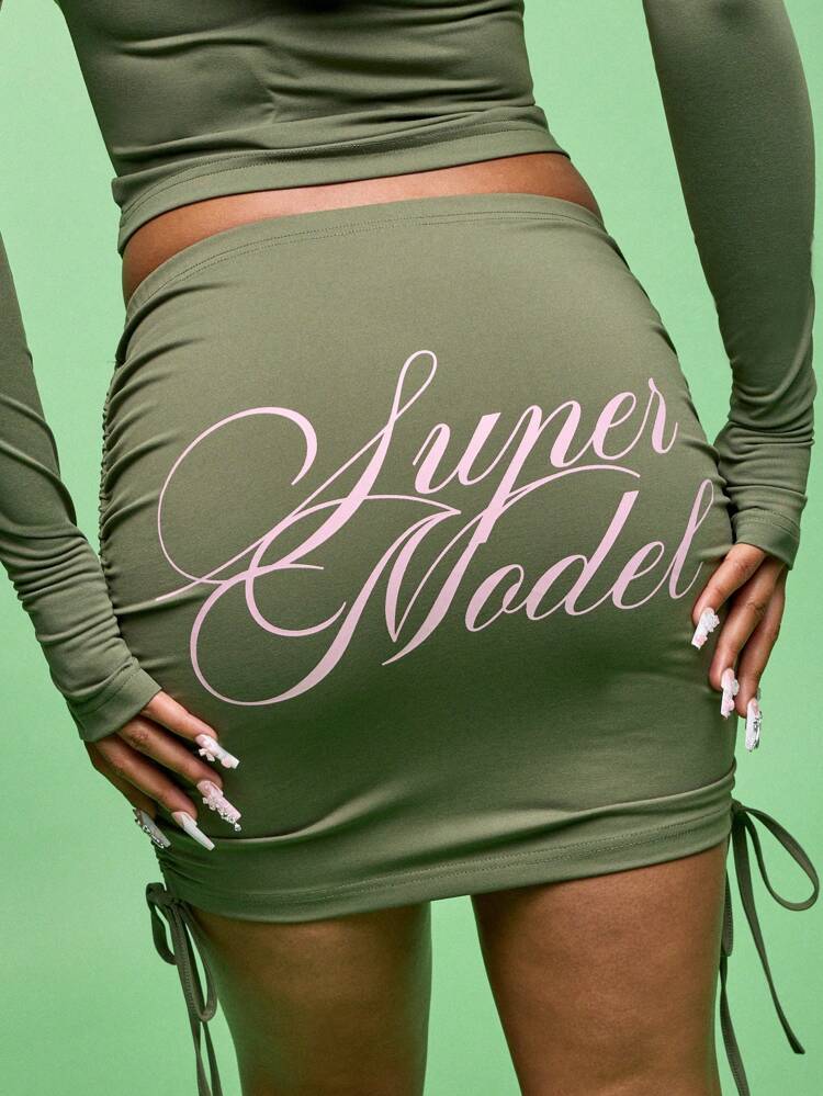 SUMWON WOMEN Ruched Mini Skirt With Side Drawstring Detail