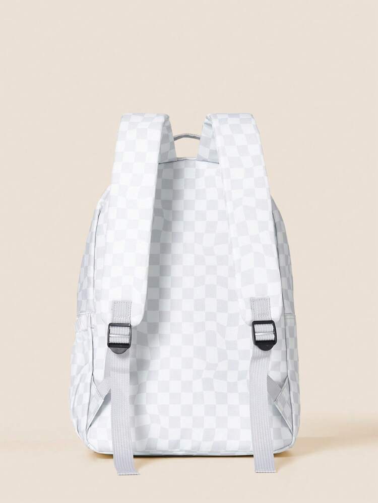 Classic Checkered Pattern Kids School Backpack With Storage
