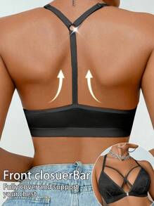 SHEIN 1pc Front Closure Wireless Bra For Women