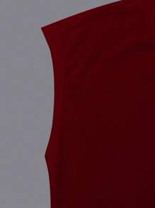 SHEIN LUNE Áo thun trơn màu đa năng thường ngày dành cho nữ, mùa hè - Màu Đỏ Sâu - Xem 4