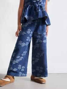 Maija Kids Maija Kids 女童提花蝴蝶结吊带牛仔上衣和短裤套装 - 彩色 - 查看 4