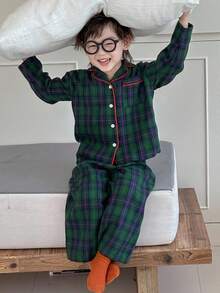 Dazy Kids Toddler Boys' Casual Plaid Home Clothes For Fall - Dark Green - View 7
