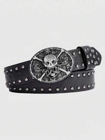 Grunge Punk Unisex Punk Style Skull Buckle Casual Belt