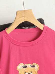 INAWLY 女士泰迪熊印花上衣和短褲套裝