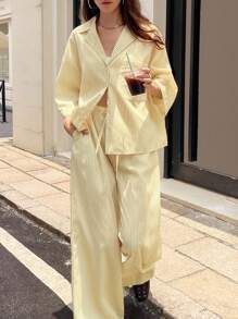 Aveloria Affinna 2pcs Striped Blazer Collar 3/4 Sleeve Commuting Elegant Pant Suit - Multicolor - View 1