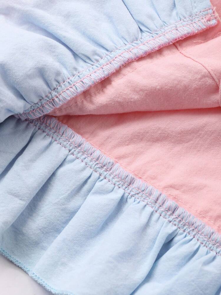 Young Girls' Casual Cute Frill Trim Button Front Blouse