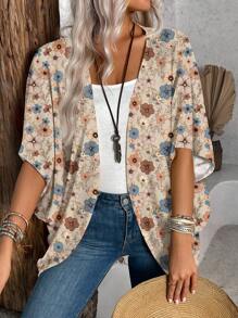 EMERY ROSE 女士休闲花卉图案轻便夹克，适合春夏季