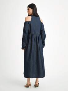 Daynim Women's Casual Vacation Lantern Sleeve Denim Dress