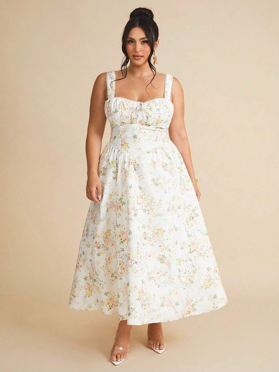 SHEIN BAE 女士大码服装 婚纱 伴娘服 迷你裙 派对服 约会服 节日服 大码女装 夏季 暑假 约会 旅行服 情人节 连衣裙 小花裙 野餐服 优雅 连衣裙 女士夏季服装/春季服装/情人节服装/狂欢节/海滩度假服装，紧身胸衣裙/大码花裙/大码花园派对礼服/大码茶会礼服