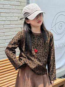 Dazy Kids 青少年女孩T恤，秋装 - 棕色 - 查看 5