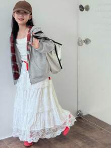 DAZY 少女针织保暖内衬卫衣，秋季卫衣 - 灰色 - 查看 2