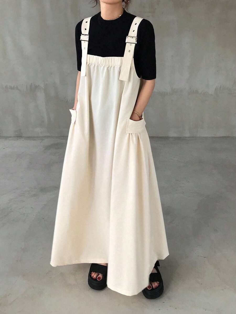 FRIFUL Váy dài màu đen dành cho nữ, mùa xuân - Màu be - Xem 1