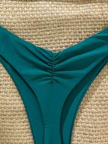 SHEIN Swim Bikini da donna a tinta unita con spalline a spaghetti, decorazione in metallo a forma di stella marina, sexy, estivo - Blu verde acqua - Visualizzare 6