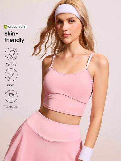 CourtClass Sujetador deportivo largo rosa para mujer para tenis y entrenamiento al aire libre