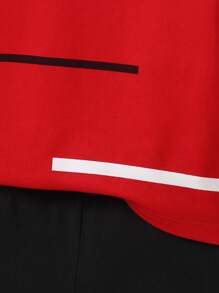 SHEIN Chàng trai trẻ Sọc Vòng cổ Ngắn tay Áo thun Và Bộ quần short - Đỏ - Xem 7